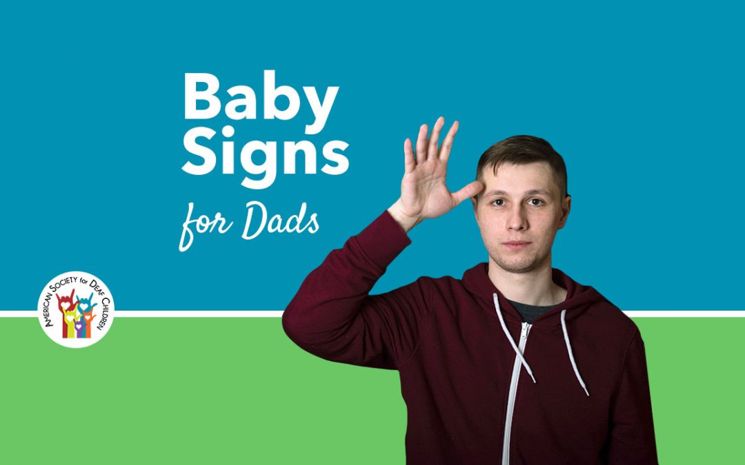 image shows a man making the sign for dad in American Sign Language